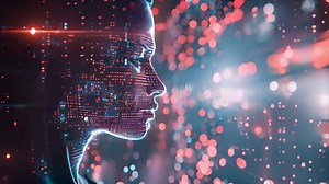 Digital Human Face Profile with Data Streams in Virtual Space Stock Footage - Video of cyber, cyberspace: 318057678