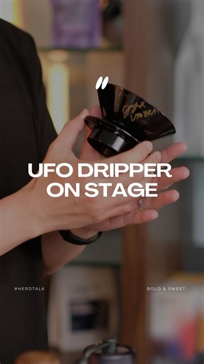 The UFO Dripper is more than a unique design. Used by several brewers on the manual brew competition stage. With an 80° angle, it sits between cone and flat bottom, highlighting sweetness, texture, and balanced acidity. Save this and try a champion-inspired brew. #HerdCoffee #ManualBrew #UFOdripper #HomeBrewing | herdcoffeeroaster