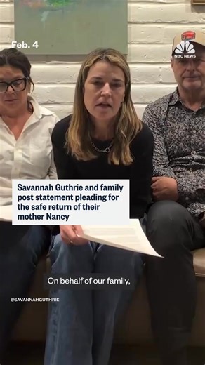 Savannah Guthrie and siblings plead for more information from their 84-year-old mother’s possible kidnapper, saying they are “ready to talk.” nbcnews.app.link/lVA4eXc2u0b | NBC News