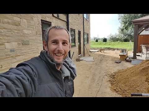 laying Indian stone flags paving