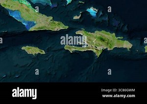 Haiti map - glide. Regions. Satellite Stock Video Footage - Alamy
