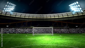 football stadium with lights and audience.animated video