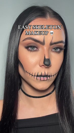 Spooky easy skeleton makeup 💀 transform your every day glam into a skeleton perfect for Halloween 🎃 #skeleton #easyskullmakeup #halloweenmakeup #maccosmetics