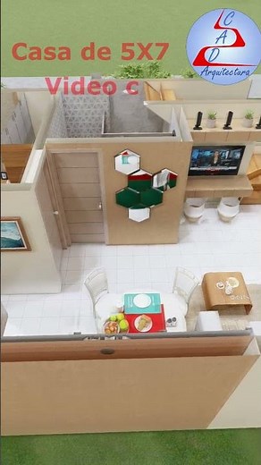 Plano de casa de 5x7 metros con 3 dormitorios #arquitectura #casasecologicas #casa