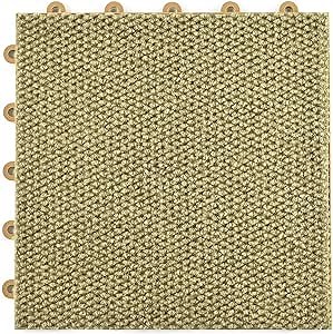 Greatmats Interlocking Carpet Tile, Modular, 1x1 Ft x .5 Inch Tiles, 20 Pack (Tan)