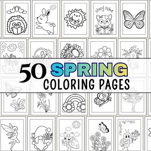 Spring Coloring Pages for Kids, Fun Coloring Sheets, Digital Coloring Book PDF Printable Fairy Tale Preschooler Instant Use Handout Color - Etsy