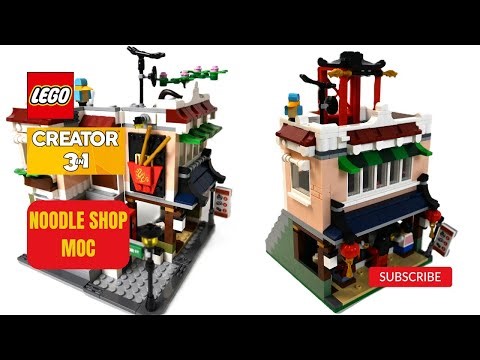 I made a Cheap and Easy to Build Mini Modular LEGO MOC - Downtown Noodle Shop
