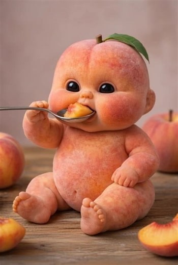 🍑👶 Bébé en forme de pêche #asmr #peche #crunch #satisfaisant #pourtoi