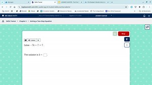 Solve -7k   7 = 7.The solution is k = \Box.... | Filo