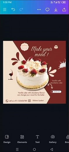 Cake Poster Design in Canva | Small Business Ad Design | Vanilla Cake Ad Idea 🍰#chocolatebiscuitcake