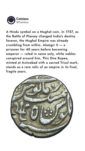 🔱Rare Mughal Coin of 1757 | Alamgir II OneRupee with Trisul Mark