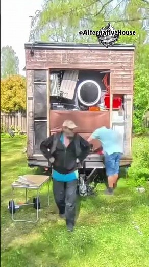 This summer we change color of the tiny house and built larger storage room