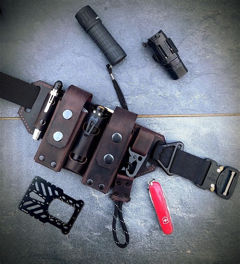 Crazy Horse Leather EDC Belt Organizer, Tactical Pocket Pouch - Etsy