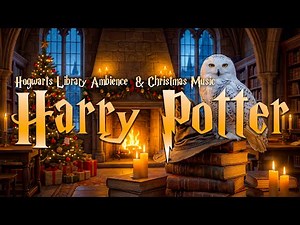 Hogwarts Library Fireplace Ambience📚🔥Calm Wizarding World Atmosphere & Harry Potter Christmas Music