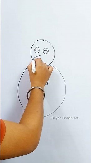Snowman Drawing ☃️ | Easy Step by Step Snowman Drawing for Beginners #art #shortsfeed