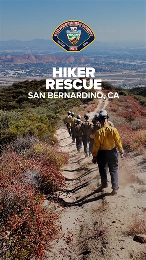 COUNTY FIRE HAND CREW PITCHES IN ON TRAIL RESCUE San Bernardino—Wildland firefighters from County Fire’s Old Cajon Crew 6 played a key role in helping extract a hiker who had fallen ill on Friday, Sept. 12 on a trail in the foothills above San Bernardino. At around 2:20 p.m., a battalion chief joined an engine company to determine the location of an adult female whose hiking partners had called stating she needed assistance. Eventually the patient was located on-trail approximately three-quarter