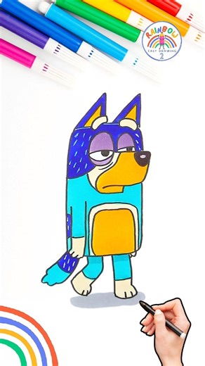 How to Draw Bluey | Draw Bluey Sleepy and Tired Bandit 🌈🐶 #bluey #forkids #short #sleep