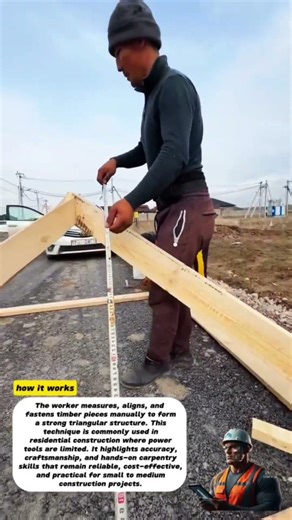Manual Wooden Roof Truss Assembly Using Basic Hand Tools | Traditional Carpentry Skills