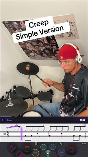 Radiohead Creep BEGINNER VERSION Drum Cover | Drum Application Drum App | Beginner Drummerv