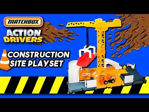 2022 Matchbox Action Drivers Construction Site Playset -- Featuring a Foot Tall Articulating Crane!