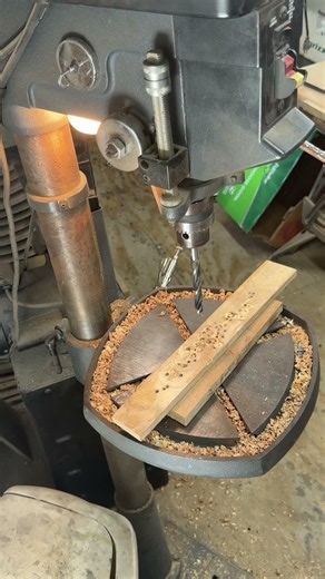Drilling evenly spaced holes in multiple staves using a pattern. #woodworking #bourbonbarrel