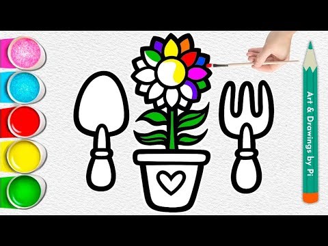 Learn Colors with Flower & Garden Tools 🌻💐🌸 | Easy Coloring Pages for Kids