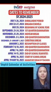 18K views · 59 reactions | Dates to Remember- DepEd Calendar of Activities for School Year 2024-2025 DepEd Order No. 009, s. 2024 #deped #depedteacher #depedmatatag #batangmakabansa #makabansangbata #fyp #maamjen #viralvideo | Mommy Jen | Facebook
