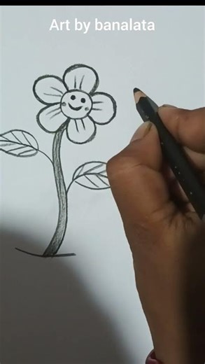 Easy way to drow a cute flower with cute butterfly 🌺🦋 ll#shorts #art #pencil drawing#sketch