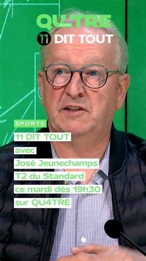 ⚽️💥 𝟭𝟭 𝗗𝗜𝗧 𝗧𝗢𝗨𝗧, épisode 3 – ça va parler vrai ! Notre invité : 𝗝𝗼𝘀𝗲́ 𝗝𝗲𝘂𝗻𝗲𝗰𝗵𝗮𝗺𝗽𝘀, T2 du Standard de Liège / @standard_rscl 🔴⚪️ ➡️ son parcours atypique, sa philosophie, son job au Standard, l'ambition des Rouches, les Diables Rouges, @ericcantona, … 👉 Pas de langue de bois, que du jeu franc ! 📺 Coup d’envoi ce mardi 19h30 sur QU4TRE #11DitTout #FootLiégeois #standarddeliege #liege #Qu4tre | Qu4tre - Liège Média