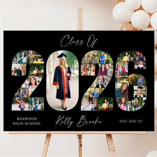 2026 Graduation Photo Collage Welcome Sign Template, Class of 2026, Party Poster Display, Graduation Gift for Seniors, Photo Board Posters - Etsy