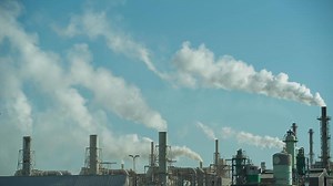 Industrial power station with smoke towers. good video for energy, pollution, climate change and environmental issues