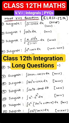 Class 12th Maths Integration important questions #class12maths #viralquestions #maths #viral