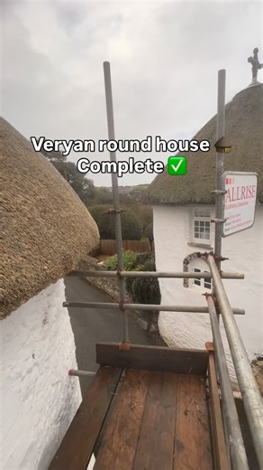 Veryan round house completed today, thatched using combed wheat reed and finished with wire mesh to keep the pesky birds away. We won’t talk about the council refusing me a road licence for scaffolding in the road 😡, I like a challenge but this was ridiculous. Of course it still got done and all abiding H&S regulations 🤔😉. Those sky hooks I keep in the truck came in real handy. #thatching #cornwall #wheat #wheatstraw #thatchingroofs #veryan #cornwall | South West Thatching