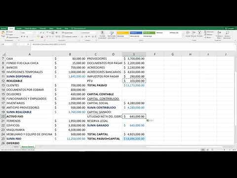 Balance general automatizado en excel