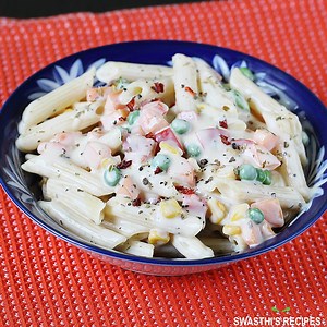White Sauce Pasta (Béchamel Sauce Pasta) - Swasthi's Recipes