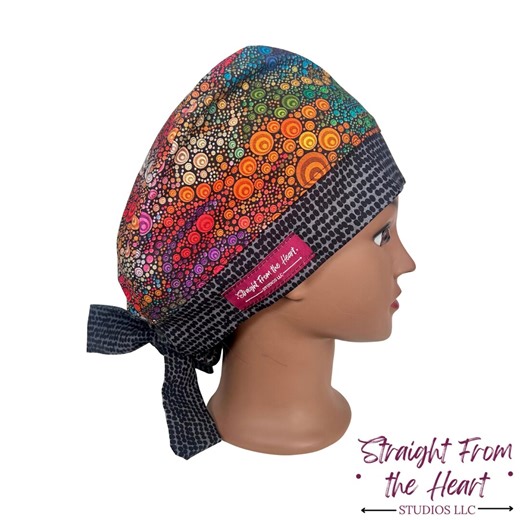 Pixie Scrub Cap, Women's Surgical Scrub Cap, Scrub Cap, Women's Tie Back Surgical Cap “Living Life in Color”