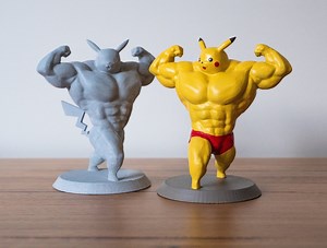Bodybuilding Pikachu Figure - Swole 3D Printed Pokemon (painted or Primed) 13cm Tall - Etsy