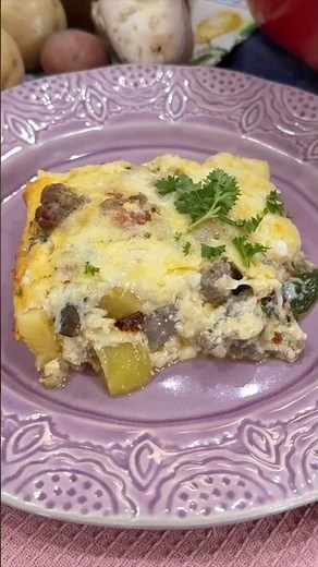 Golden, Cheesy Breakfast Casserole | Mediterranean Flavors!