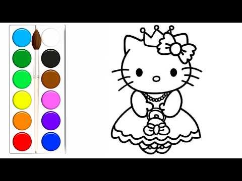 Cute Hello Kitty Princess Drawing for kids, Painting & Coloring for kids, Toddlers
