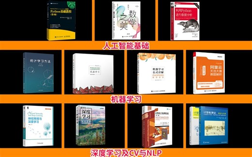 【全网最贴心的人工智能书籍推荐】附PDF，基本涵盖了每个阶段必看的学习书籍！！-机器学习/深度学习/AI