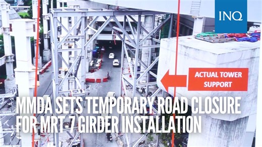 Some roads along North Edsa to West Avenue will be temporarily closed from February to May due to the installation of the Metro Rail Transit Line 7 (MRT-7) turnback steel box girder. https://newsinfo.inquirer.net/2175156/mmda-road-closure-for-mrt-7-girder-installation | INQUIRER.net