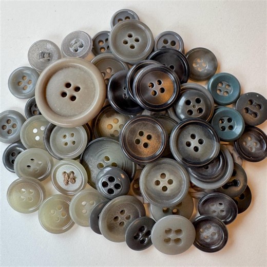 Vintage Buttons Gray Tones 60+ Assortment - Etsy