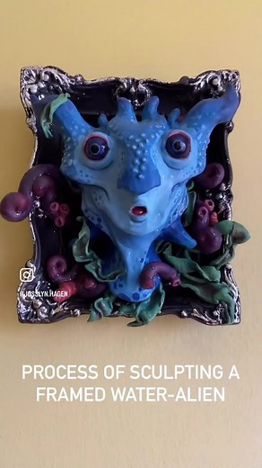 My newest sculpture!!! So excited to hang this guy on the wall. I can’t get enough of weird alien-mermaids! I guess it’ll be my first annual #mermay contribution of 2024! (A few days early) #mermay #mermay2024 #sculpture #characterdesign #creaturedesign #creatureart #fantasyart #fantasy #scifi #scifiillustration #fantasyillustration #creaturesculpture #sculpey #claysculpture #thrifting #diyprojects #diyhomedecor #jimhenson #brianfroud #tonyditerlizzi #freelanceillustrator #specialeffect #diorama
