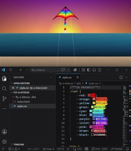 How to make Flying Kite by using HTML and CSS in VS code.