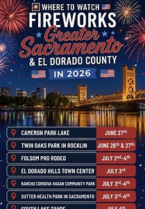 Sacramento & El Dorado County 4th of July Fireworks 2026 - Events & Times