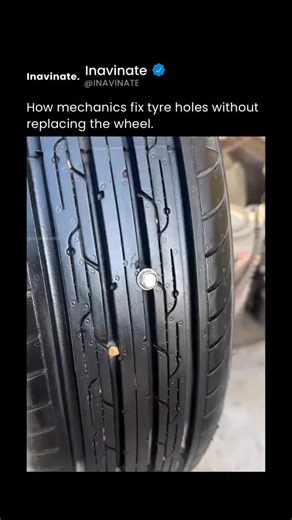 Inavinate on Instagram: "When a tyre is punctured, the goal is to seal the hole quickly without removing the wheel. In this method, the damaged area is first cleaned and prepared, then a rubber plug or patch is inserted directly into the puncture. This fills the gap and creates an airtight seal that prevents air from escaping. What makes it so fast is how targeted the repair is. Instead of replacing the entire tyre, only the damaged spot is reinforced, restoring pressure and strength in minutes.