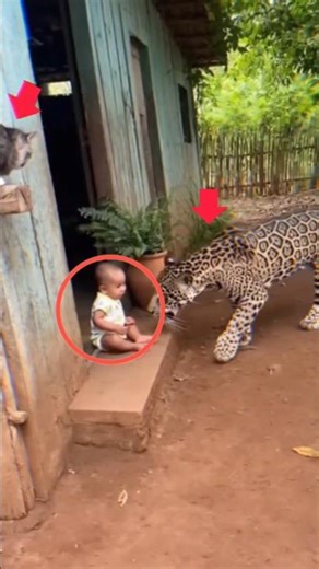 WILL THE CAT PROTECT? #HeroCat #AmazingMoment #AnimalInstinct #Protection