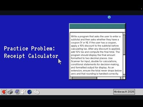 Java Practice Problem: Receipt Calculator (Conditionals, Formatting, User Input)
