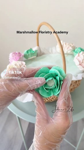 Marshmallow flower basket arrangement process 💕