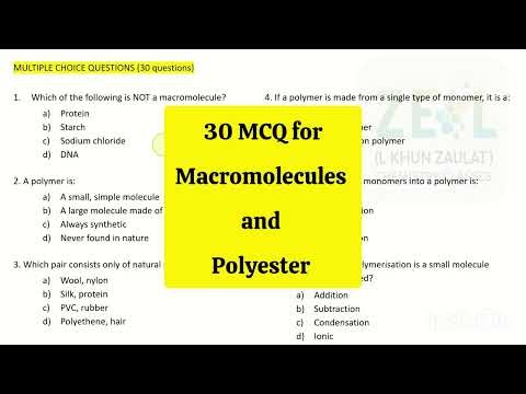 [Video 8.3.8] 30 MCQ questions for Macromolecules and Polymers